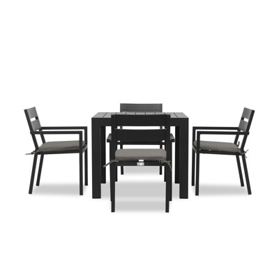 Eartha Square 4 - Person Power Coated Aluminum Dining Set with Cushions