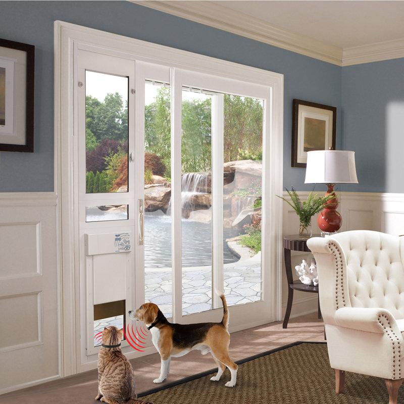 14.75'' W x 80.25'' H Metal Sliding Door Insert Electronic Pet Door