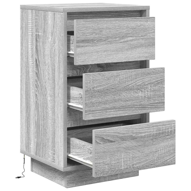 Davayah 38cm W Manufactured Wood Bedside Table, Grey Sonoma