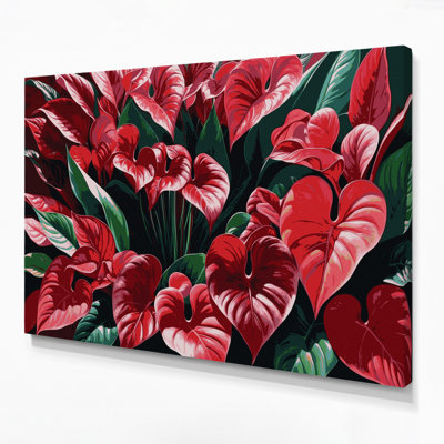Art mural hawaïen avec anthurium noir