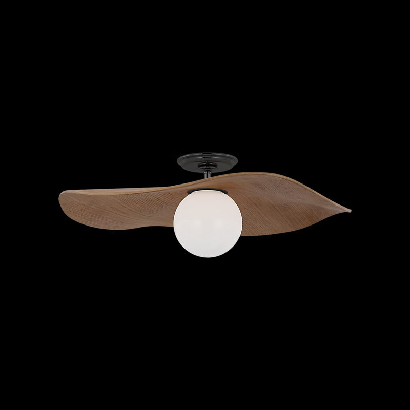 Mahalo 22" Semi-Flush Mount, Bronze; Natural Oak