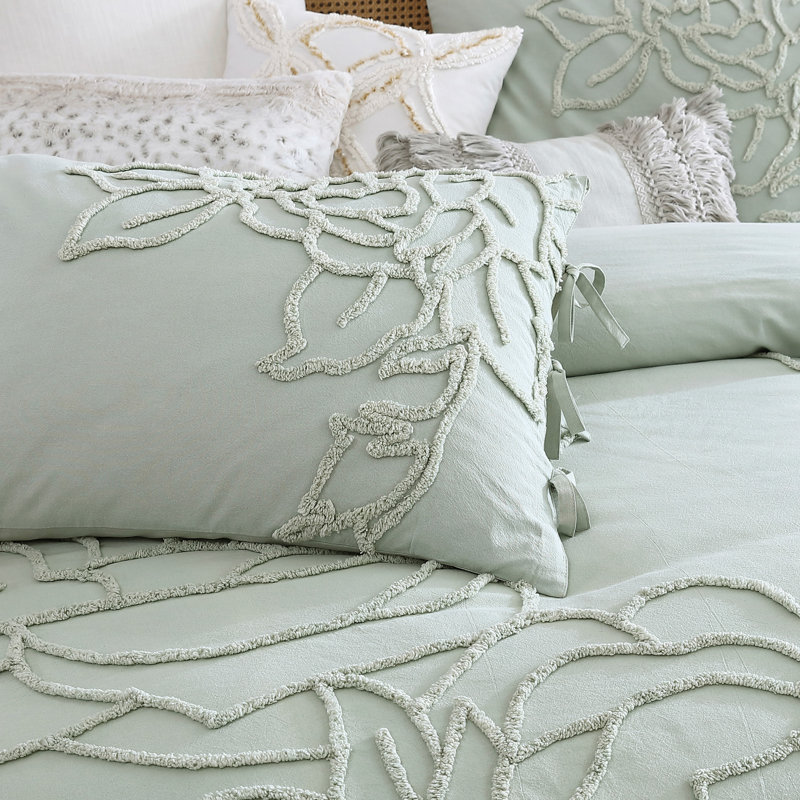 Peri Home Chenille Rose 3 Piece Duvet Cover Set, King Duvet Cover + 2 King Shams, Green