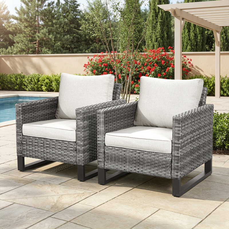 Fauteuil d'extérieur en osier pour 2 personnes Silviea, Beige