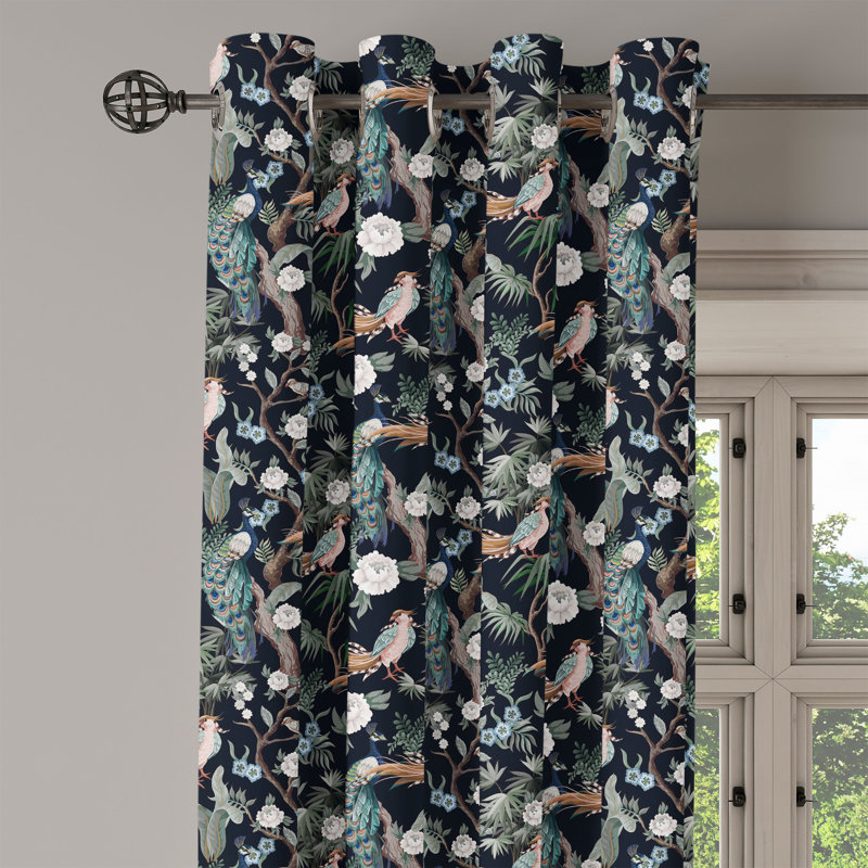 Rideau à oeillets asiatique Bungalow Rose, L 50 po x L 108 po