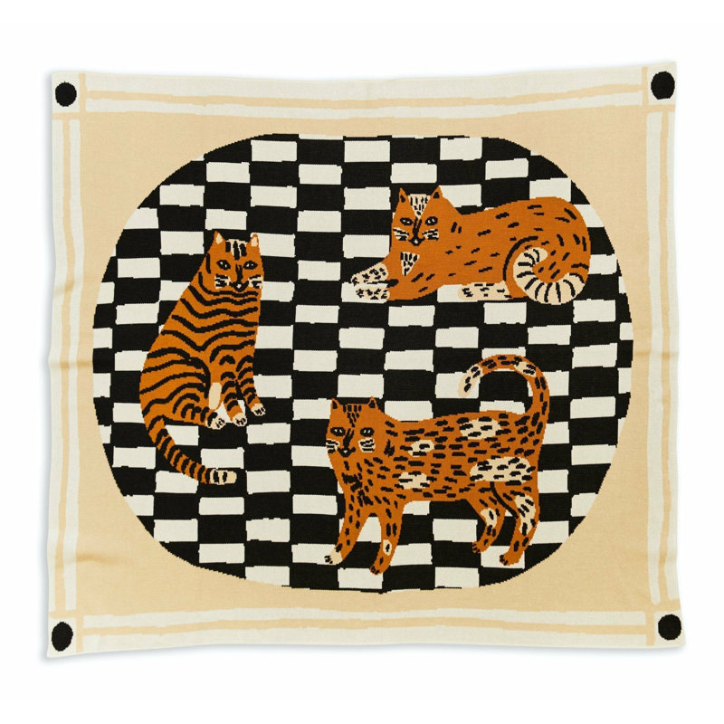 Three Of Cats Throw Blanket, Tabby
