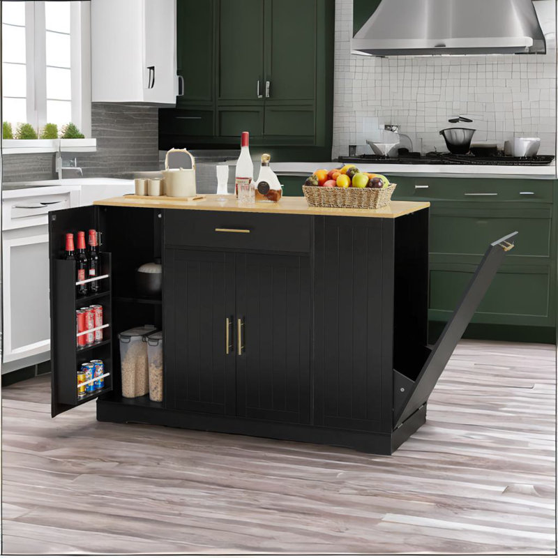 Trash Can Storage Cabinet, Black