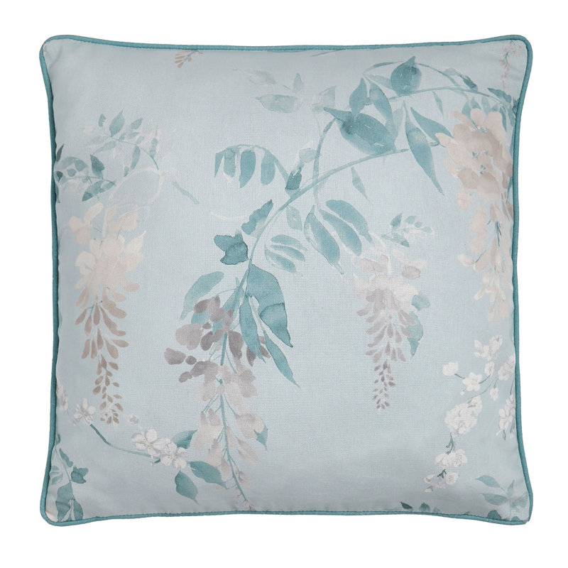 Ember Floral Square Cushion Cover, Duck Egg