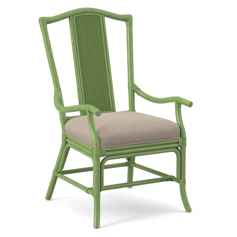 Drury Lane Slat Back Dining Arm Chair, Havana, Eggshell Crypton Performance; 0884-93