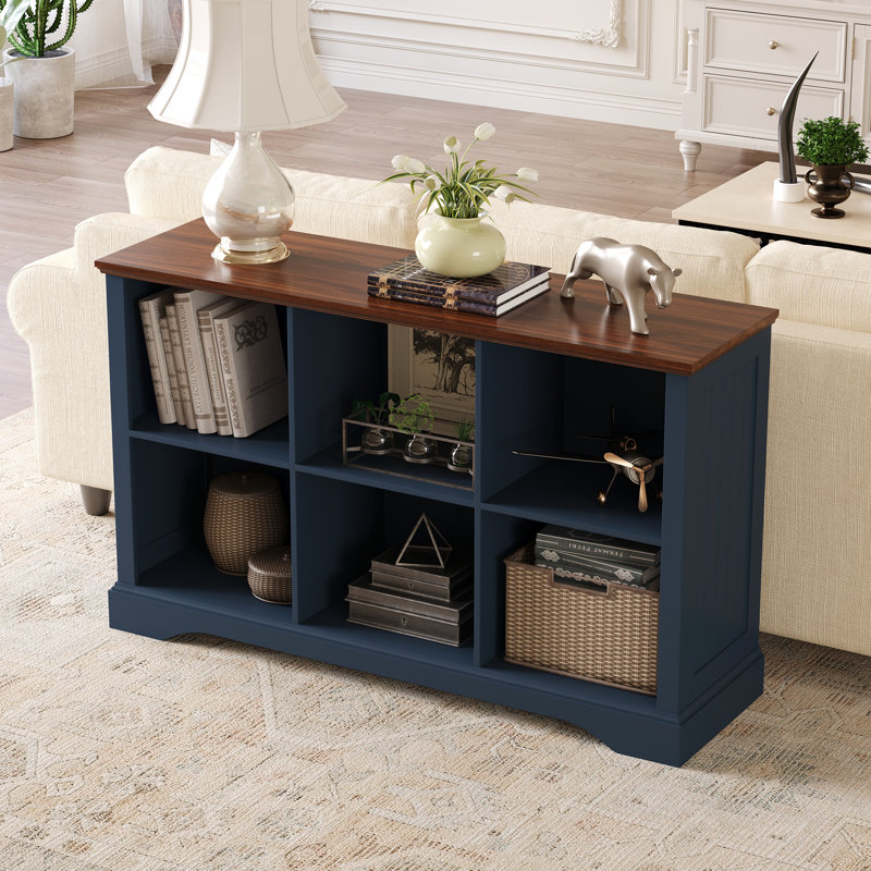 Organisateur de bibliothèque de rangement horizontal à 6 cubes de 47,4 po avec quincaillerie anti-basculement, Bleu
