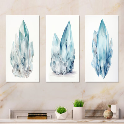Minimal Glacier Spiritual Stone In Antartica - Abstract Shapes Metal Wall Art Set Of 3