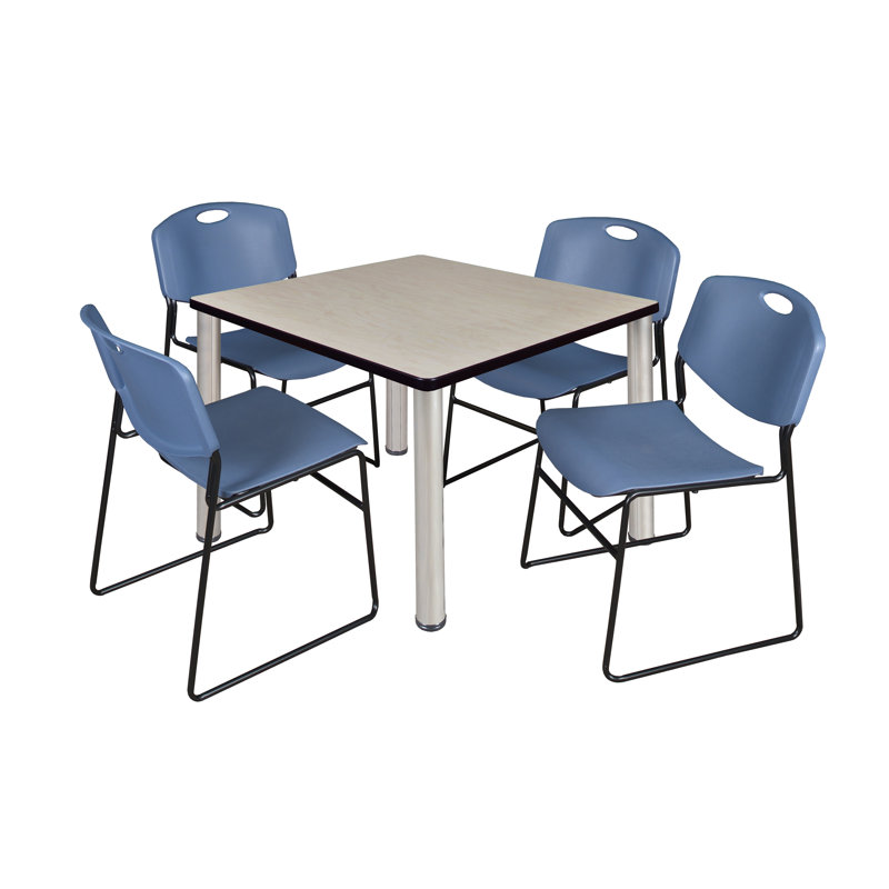 Ensemble de table de salle à manger et de chaises Albaugh, H 29 po x l 42 po x P 42 po, Érable, Chrome