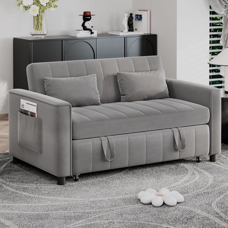 Canapé multifonctionnel, canapé-lit 3 en 1 avec dossier et coussins réglables, canapé-lit moderne pour les petits espaces et les salons (gris)