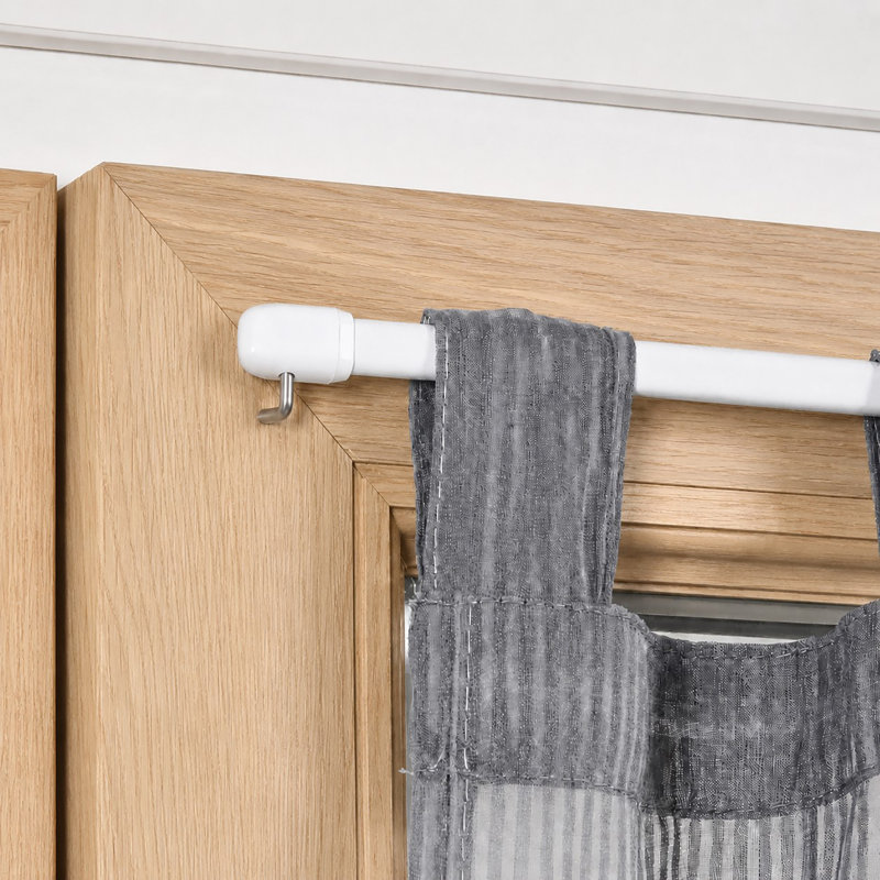 Café Rod Aluminum Adjustable Single Curtain Rod, 24" - 31.8", White