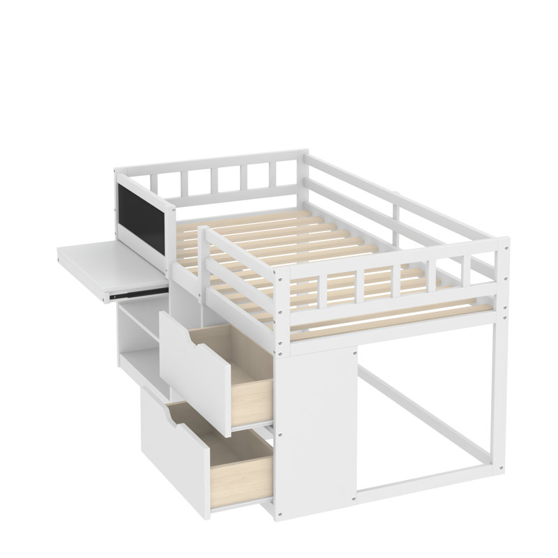 Heldreth Kids Twin Loft Bed with Drawers, White