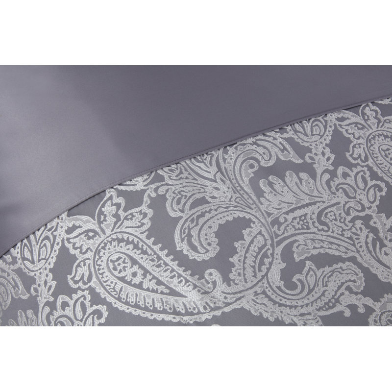 Duchess Polyester Paisley Duvet Cover Set with Pillow Shams, Silver, Single - 1 Standard Pillowcase