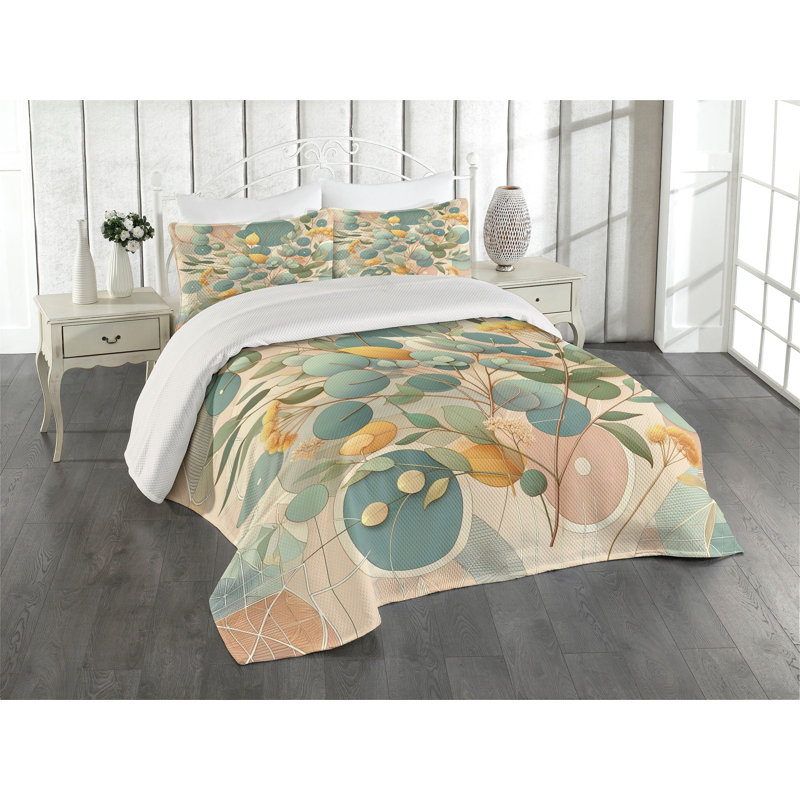 Polyester Floral Coverlet, Queen Coverlet + 2 Standard Shams