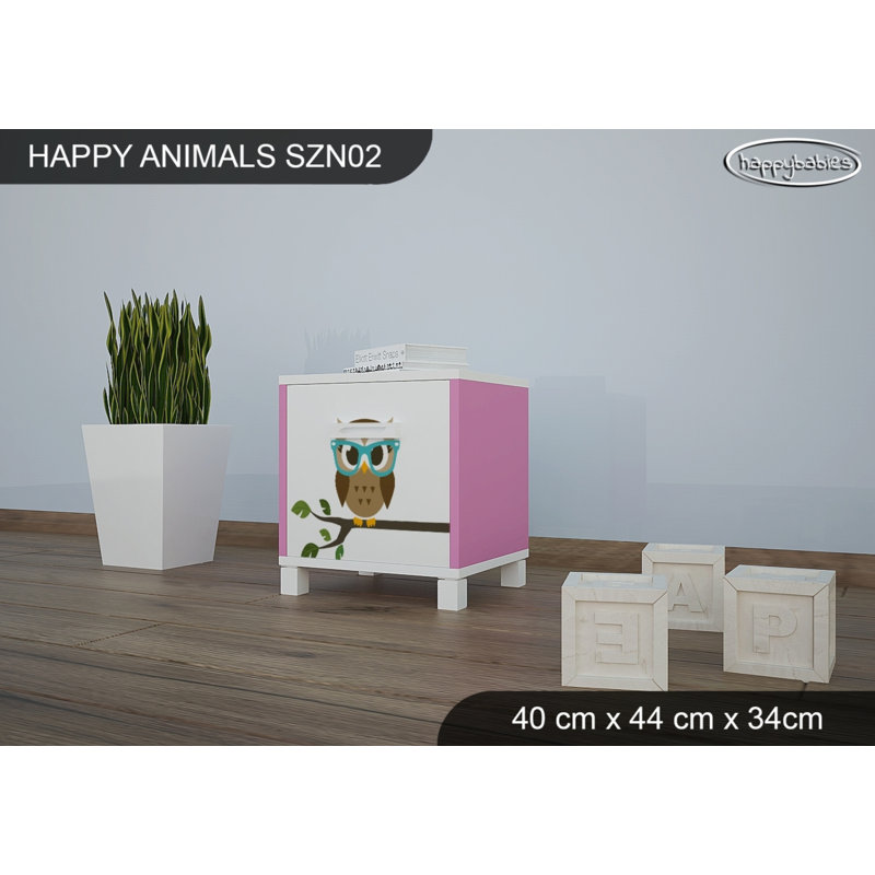 Nightstand, White/Pink
