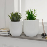 Lyna Accent Planter Set Of 2, Ceramic Smooth Glossy Texture