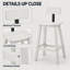 Ensemble de 2 tabourets de bar avec dossier, 74 cm (29 pouces), idéal pour îlot de cuisine ou bar, aspect bois texturé blanc, siège et repose-pieds incurvés, gain de place pour l'intérieur et l'extérieur.-1072220215