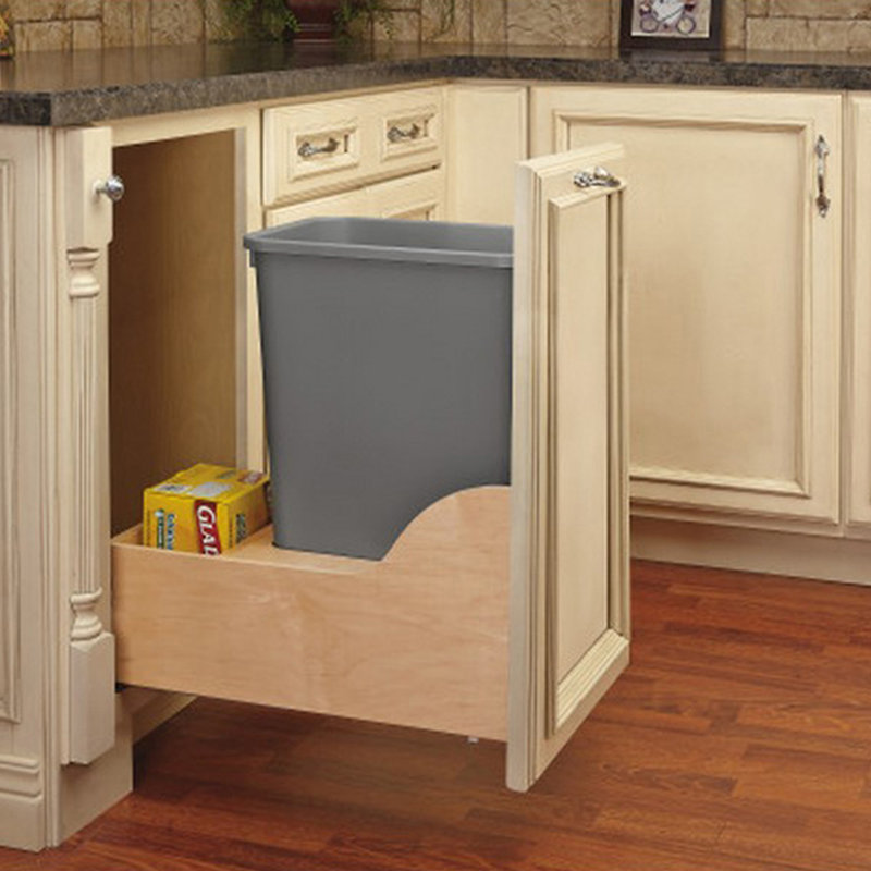 Natural Maple Dual Pull-Out Trash Can with Soft-Close Slides