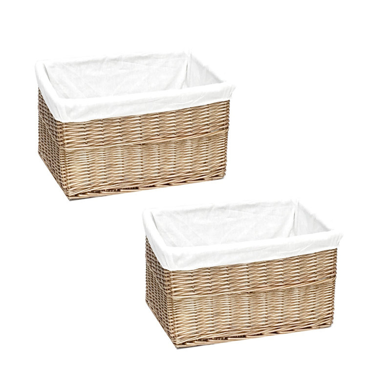 Brambly Cottage Wicker Decorative Basket, 29cm H x 52cm W x 38cm D, White