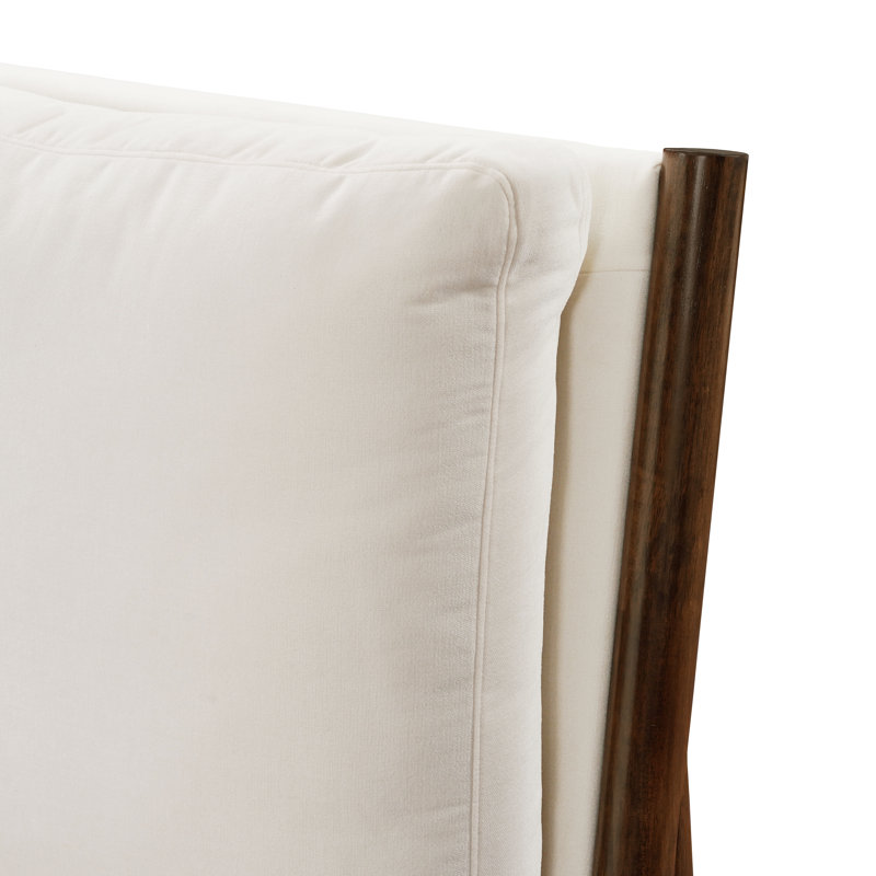 Lit tapissier en bois massif Chad, Grand lit