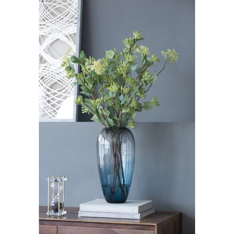 Vase de table Wigan, Bleu, H 15 po x l 7,7 po x P 7,7 po