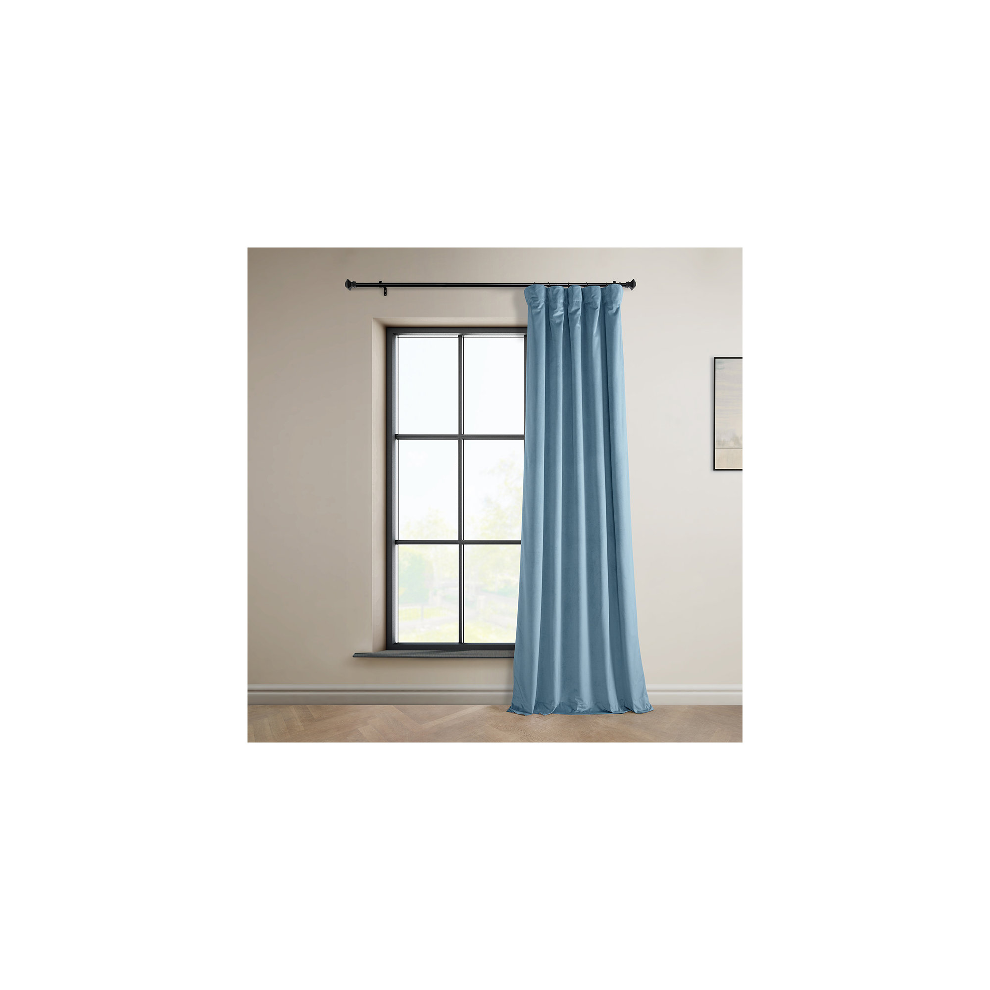 Matra Plush Velvet Curtains for Bedroom - Room Darkening Curtains for Living Room Window Single Panel, Eden Green