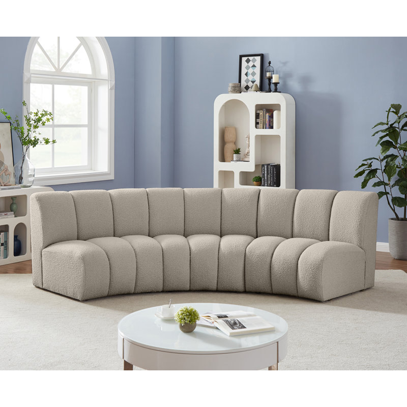 Infinity 119" Wide Symmetrical Modular Corner Sectional, Brown Boucle Fabric