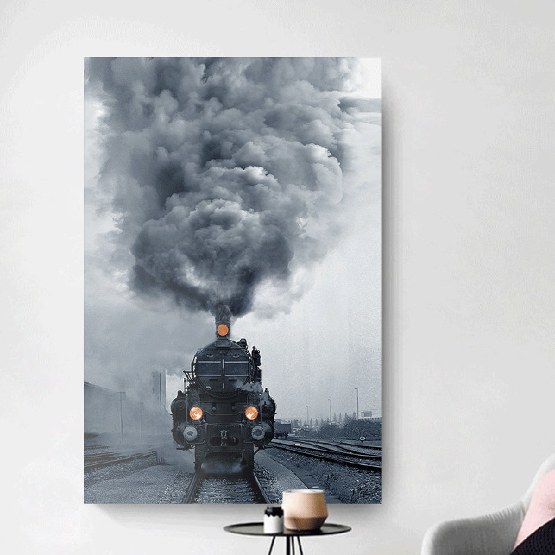 «The Locomotive Steam Train», reproduction de photo sur toile 32 x 48 x 1,5 po 1 panneau