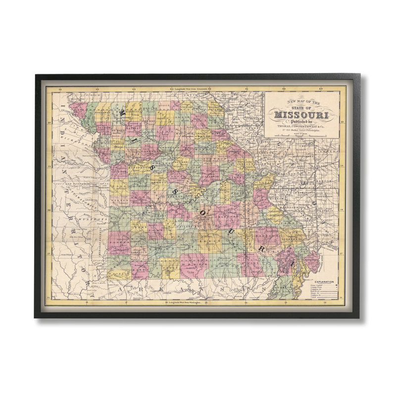 Cartographie rétro de la carte historique du sud des États-Unis par Daphne Polselli, Giclée encadrée noir minuit