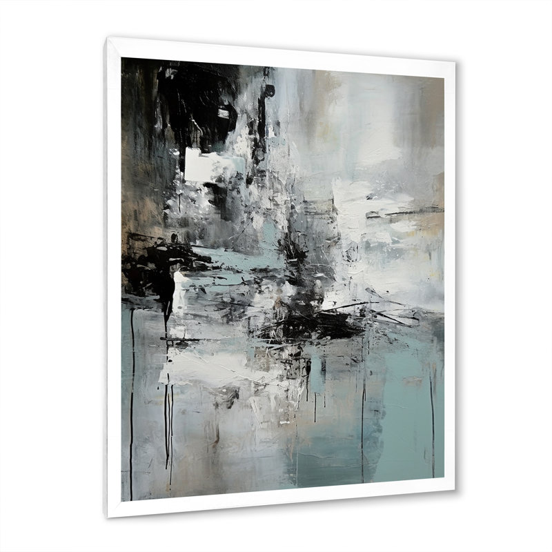 «Serene Subtility In Abstract Light Blue I», reproduction d'art sur toile, H 40 po x l 30 po x P 1,5 po, Cadre simple blanc