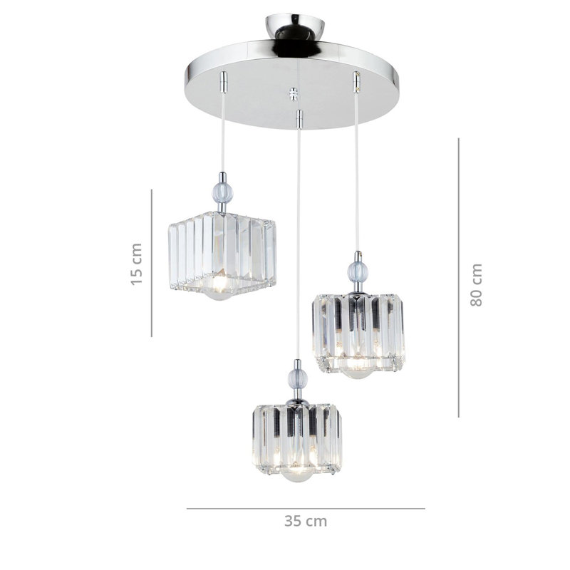 Luminaire suspendu carré à 3 lumières Enlow