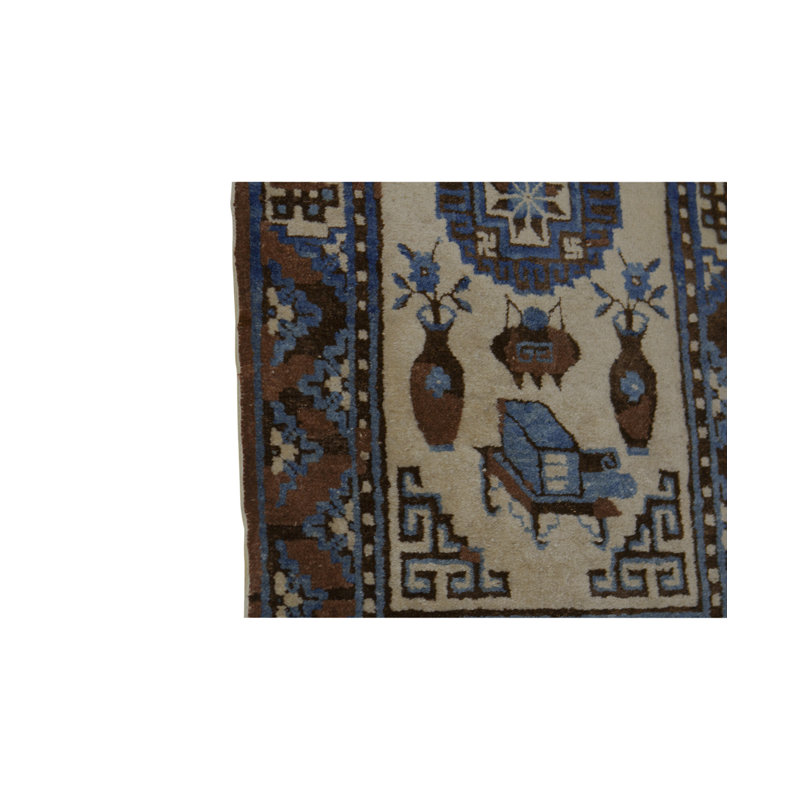 Hand-Knotted High-Quality Brown and Blue Area Rug