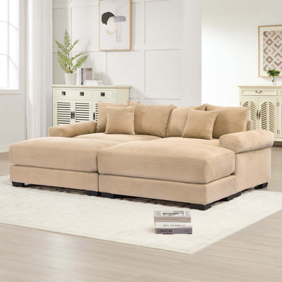 Causeuse modulaire surdimensionnée en nuage de velours côtelé avec 2 repose-pieds et coussins décoratifs pour le salon, la chambre à coucher