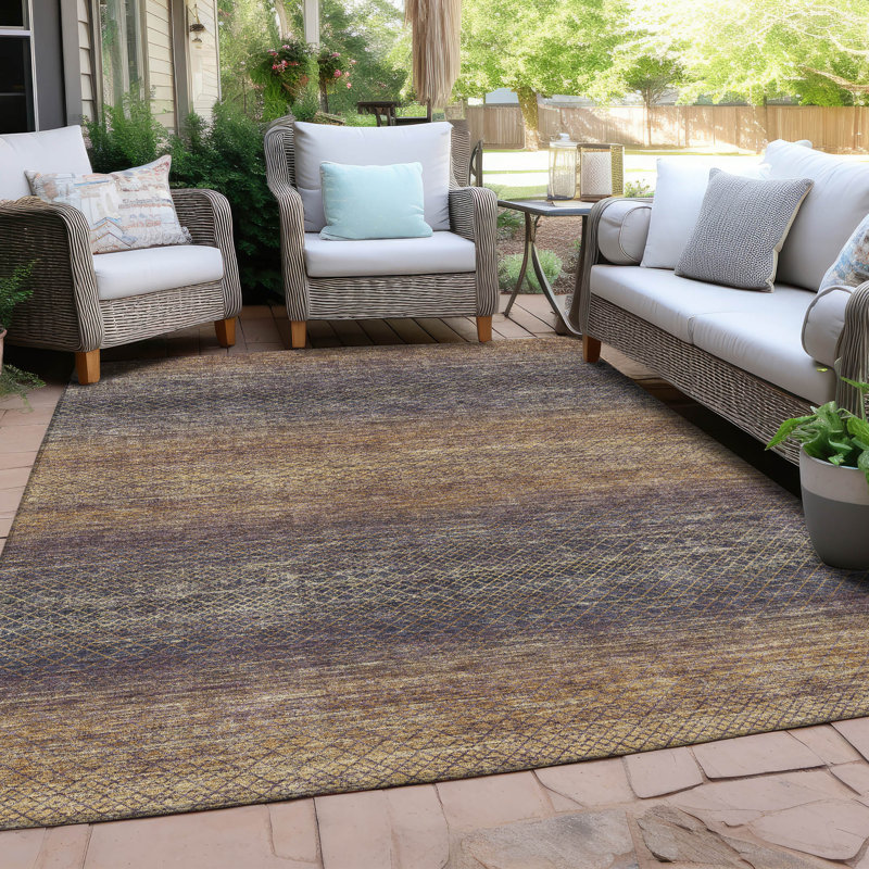 Machine Washable Indoor/Outdoor Xhevrie Eggplant Rug, Rectangle 8' x 10'