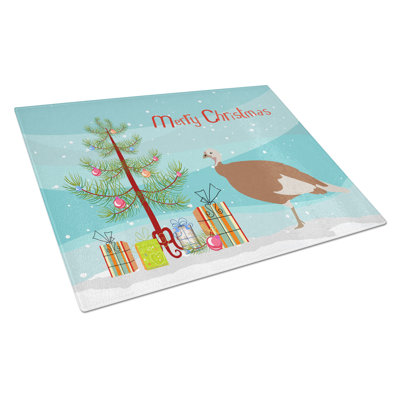 Caroline's Treasures Tempered Glass Jersey Turkey Hen Christmas Cutting Board