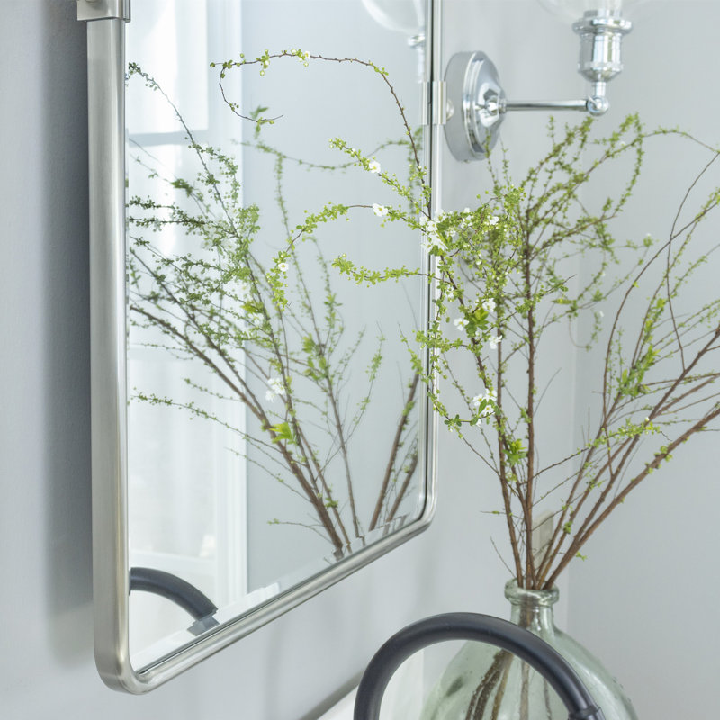 Beveled Pivoting Mirror, Brushed Nickel, 30" x 40"