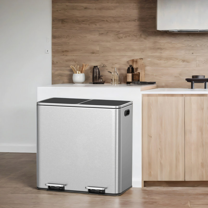 2 x 10.6 Gallon Compartments Trash Can - Thumbnail 2