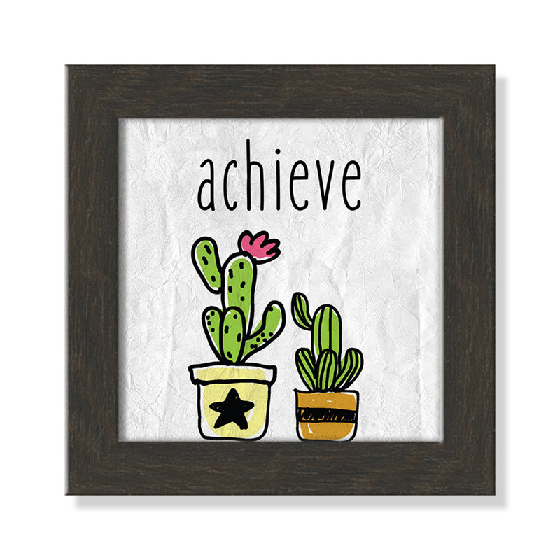 Impression sur papier Cacti C, Encadré plat à grain de bois noir, H 8 po x l 8 po x P 0,6 po