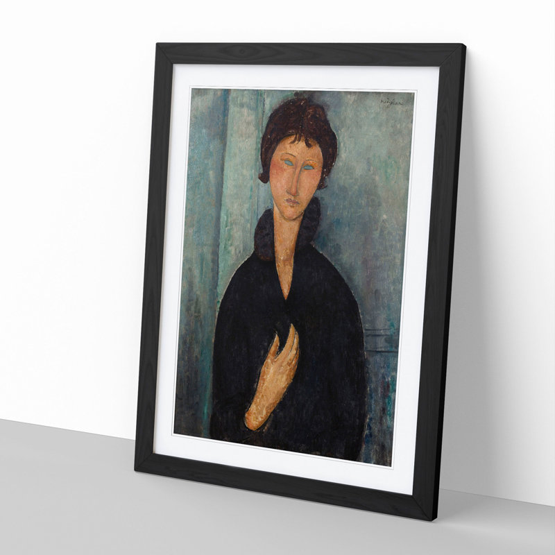 Portrait of a Woman Vol.8 by Amedeo Modigliani - Framed Print, 48cm H x 36cm W x 2cm D, Black Framed