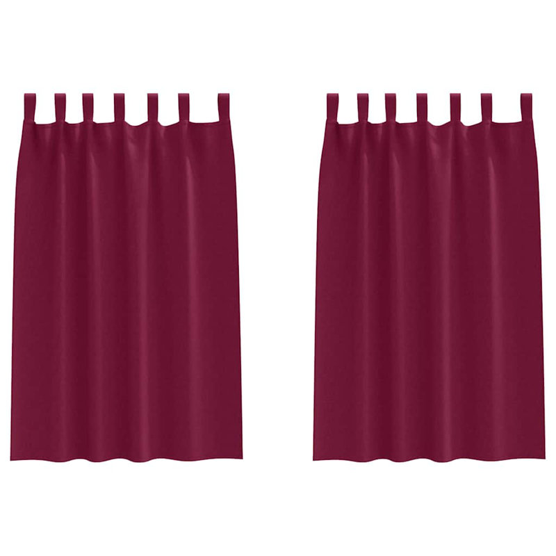 Curtains With Curtains 2 Pcs Polyester, 175cm Width x 140cm Drop, Wine Red