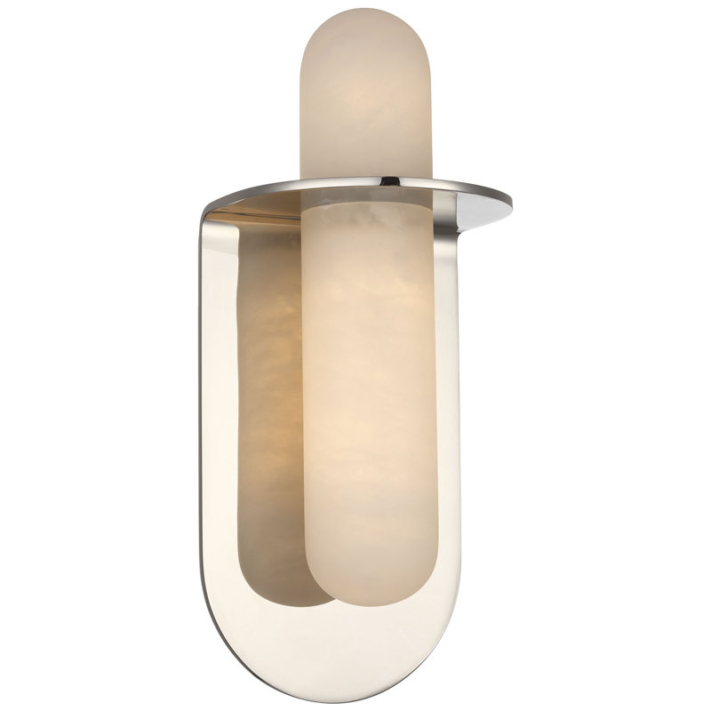 Kelly Wearstler Fosse 11" Invertable Offset Oval Sconce, 10.5" H x 4.5" W x 4" D, Polished Nickel, 800 W