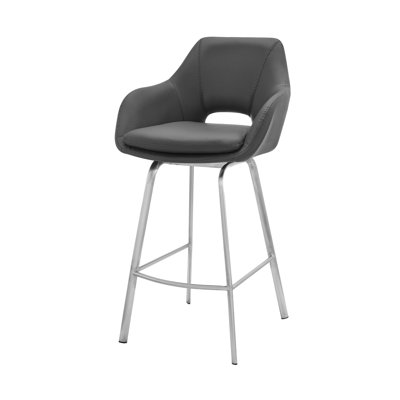Tabouret de comptoir pivotant en similicuir et en acier inoxydable