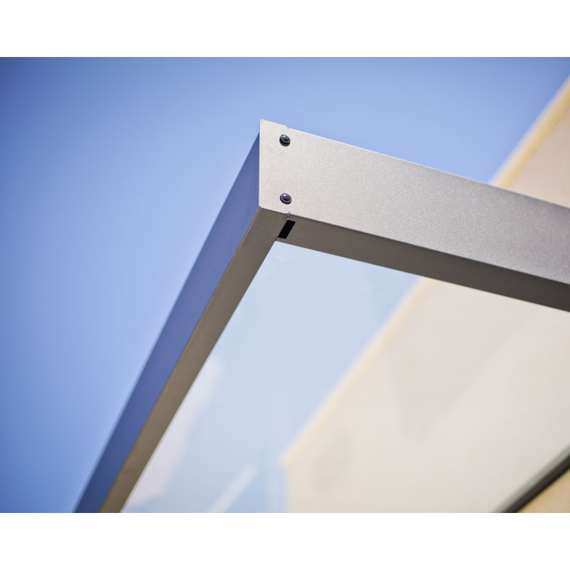 Palram - Canopia Sophia 5' W x 3' 1" D Acrylic Galvanized Steel Stationary Door and Window Awning Gray/Clear
