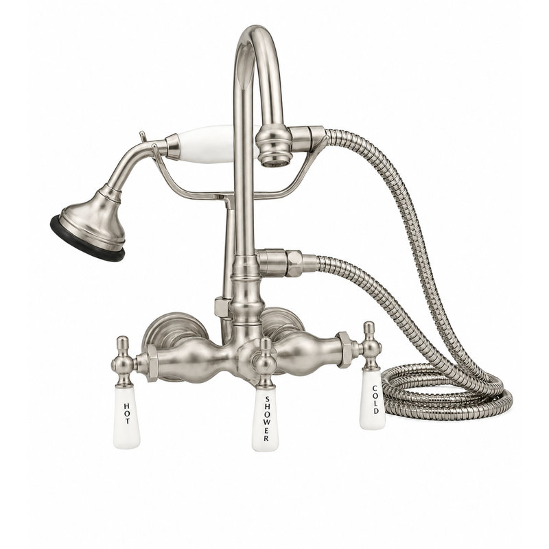Tub Mount Gooseneck Faucet with Handheld (P0402), Matte Nickel
