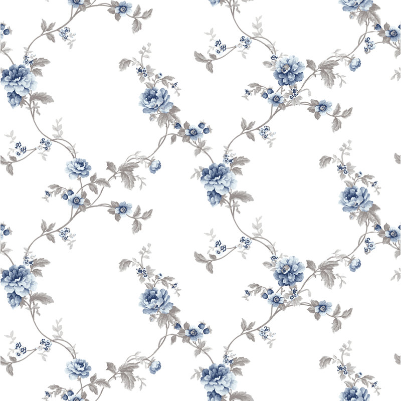 Aldona 10m x 53cm Matte Wallpaper Roll, Blue/Beige