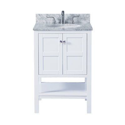24" Bathroom Vanity Set / Base Finish: White With Carrera White Top