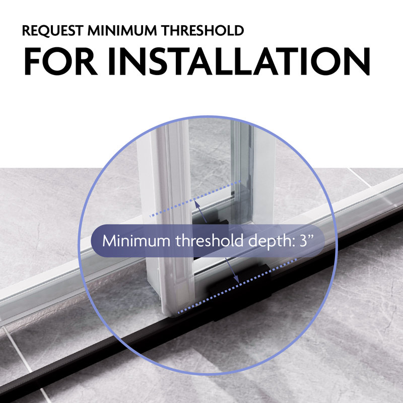 56" - 60" W x 77" H Frameless Double Sliding Tempered Clear Glass Shower Door |3/8" (10 mm) Thickened Tempered Glass | Easy Clean Coating | Stainless Steel Hardware | Leak-Resistant Water Seal