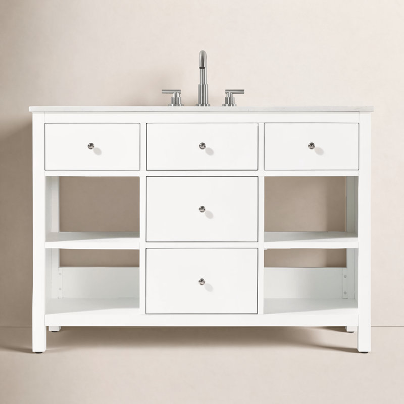 Single Bathroom Vanity, White/Chrome, 48"